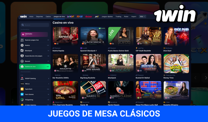 Catálogo de juegos de mesa 1win
