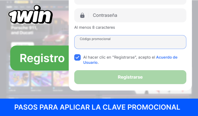 Introduce el código al registrarte en 1win.